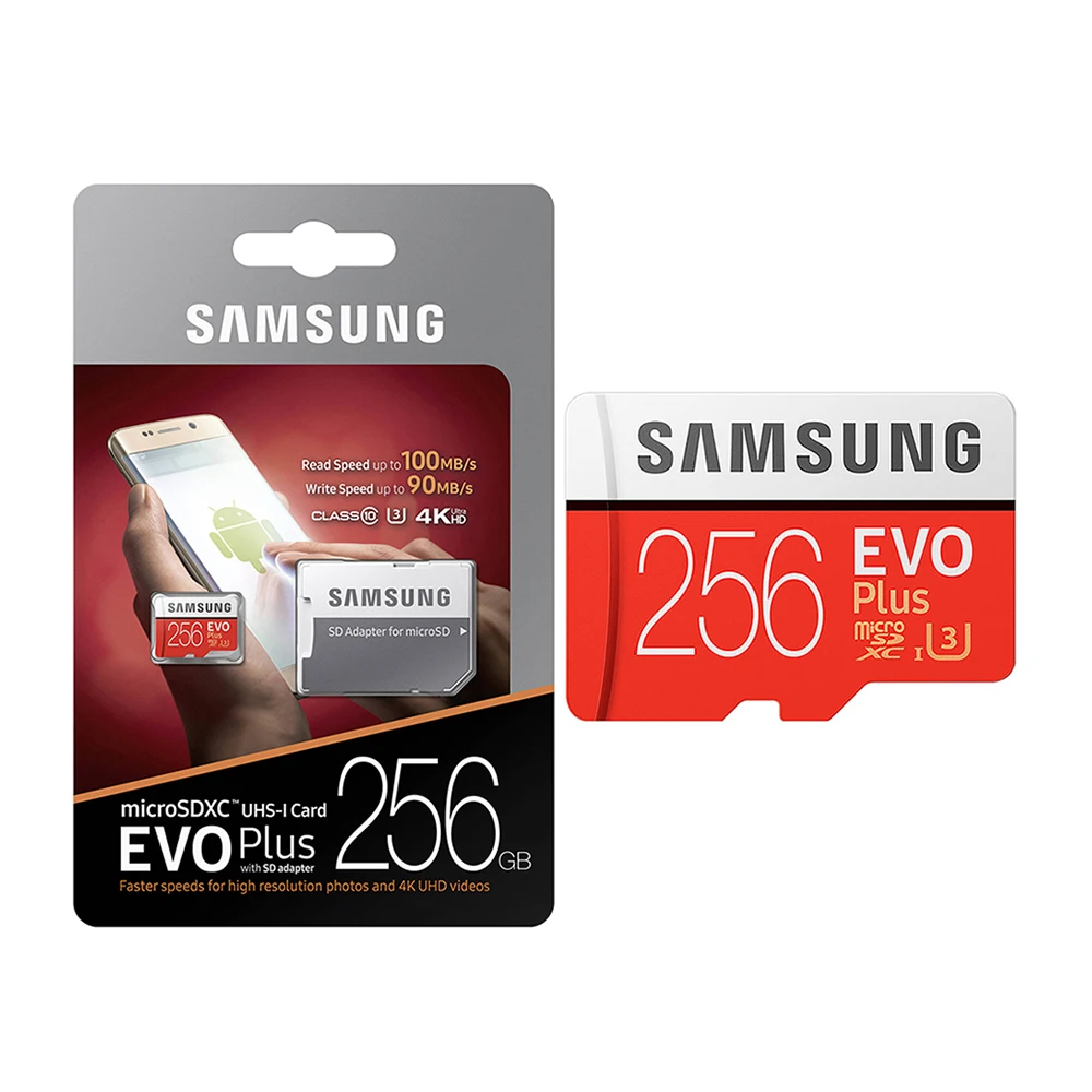  Лучшее качество Оригинальная карта памяти MicroSD Samsung EVO Plus Micro SD 32 ГБ 64 128 256 512 U3 TF карты для всех телефонов камера 4K