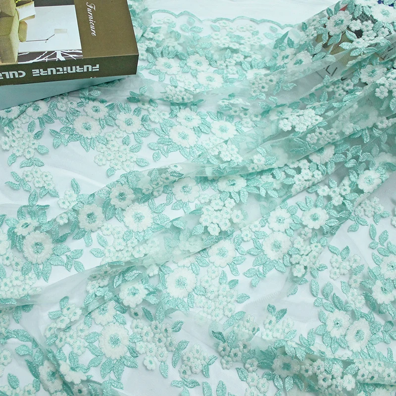 Moderate price Flower Embroidery Fabric Bright Color Mesh Stretch embroidery net fabric