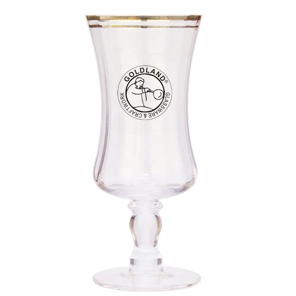 Handmade lead free crystal vintage Double Gold Rimmed Water Goblet Glasses for drinking