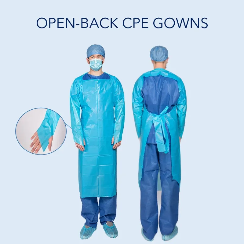 PE CPE Isolation Gown Waterproof Disposable Isolation CPE Gown