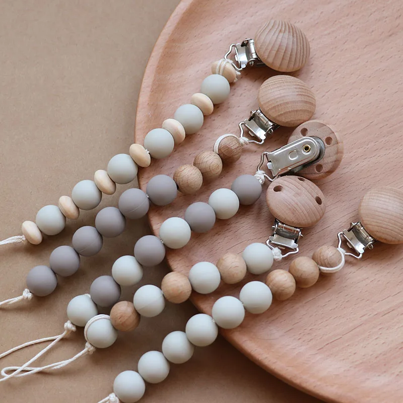 BPA Free Teething Soothing Molar Pacifier Clips Chain Silicone Baby Teether Bead