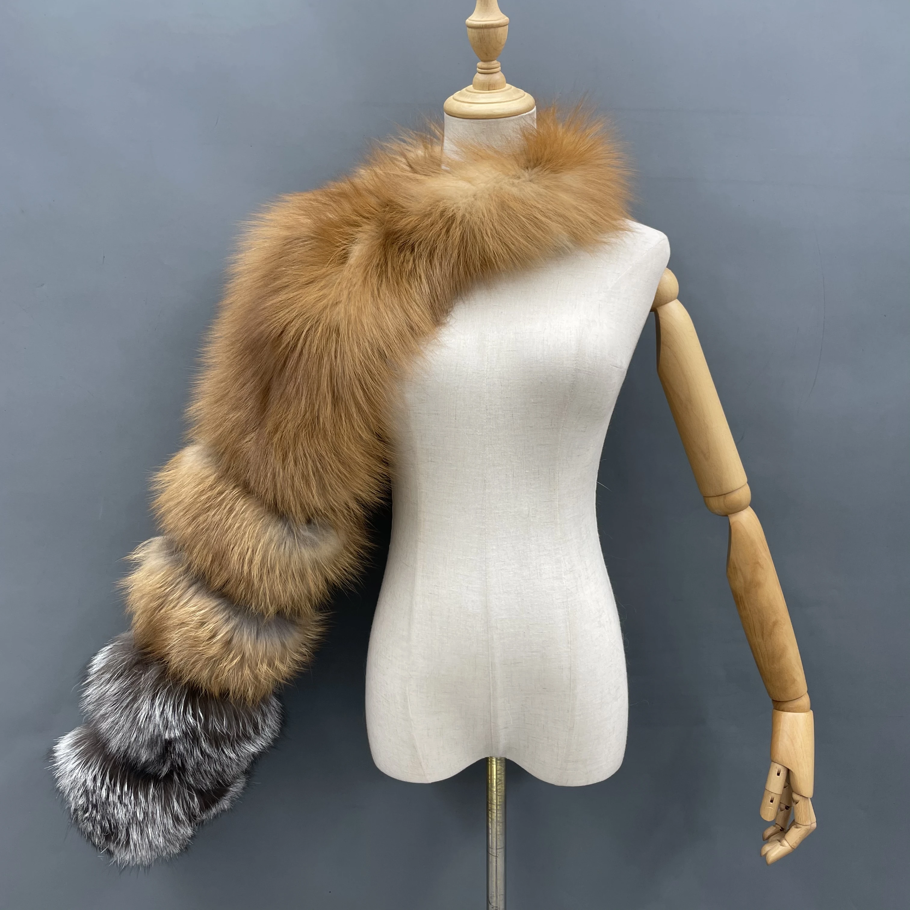 New popular unique design 2 tone fox fur color combo Arm Fox fur Sleeve