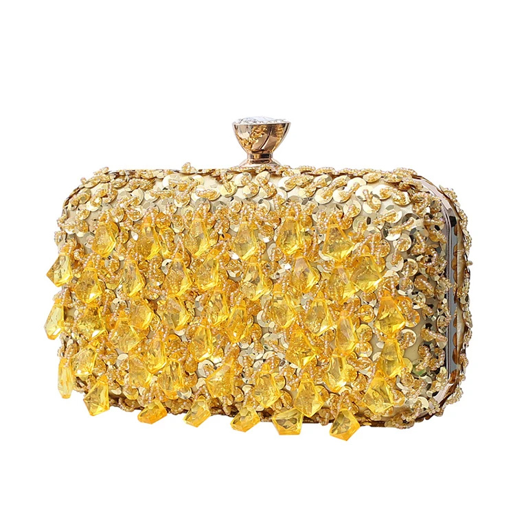 Various Colors Custom Logo Crystal Evening Bag Clutch Golden Evening Clutch Women Bags Wedding Shiny Handbag