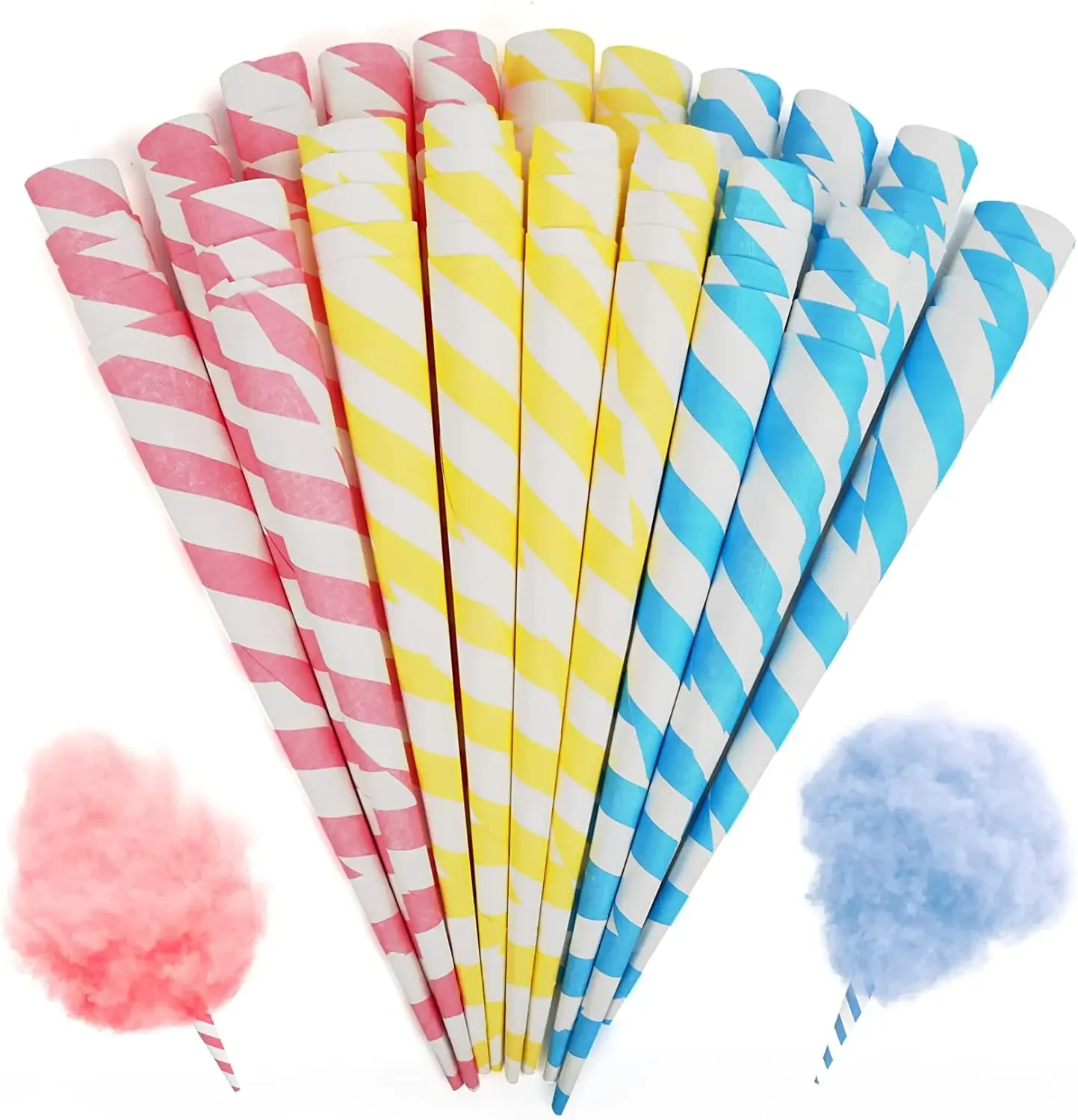 Premium Cotton Candy Cones 3000pcs/ carton  Pack - Candy Park Marshmallow Multicolor Cotton Candy Sticks