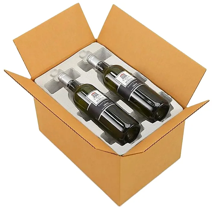 Disposable Paper Pulp 2 Wine Bottle Protective Package Molded Pulp Paper Packaging Wine Shipper boxes