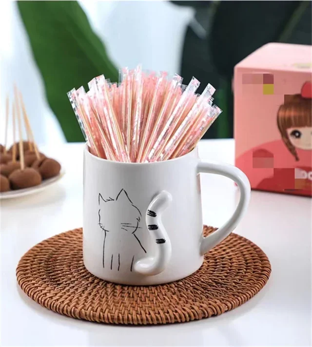 Wood toothpick Biodegradable Cello Toothpick Opp plastic Bag  Individual Packing Cello Plastic Wrapped  BambooToothpick