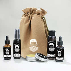 Hot Sales Organic Men Hemp Beard Oil Customized Low MOQ Balm Comb Brush Best Beard Growth Oil Kit