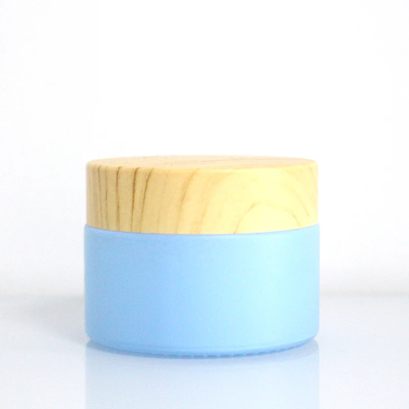 Hot sale Customization Cosmetic Glass Jar Frosted Clear 30g 50g 100g Glass Cream Jar with Bamboo Lids