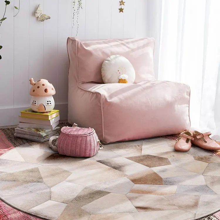 High Quality Round Cowhide Rug Cow Skin Area Rug for Living Room