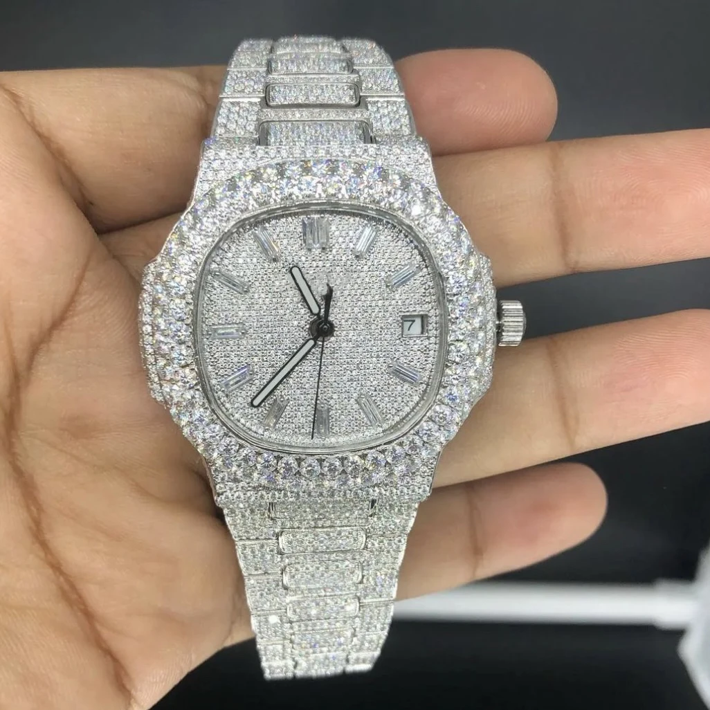Fashion Hip Hop Men and Women Jewelry Ice Out Diamond Watch vvs Moissanite Watch