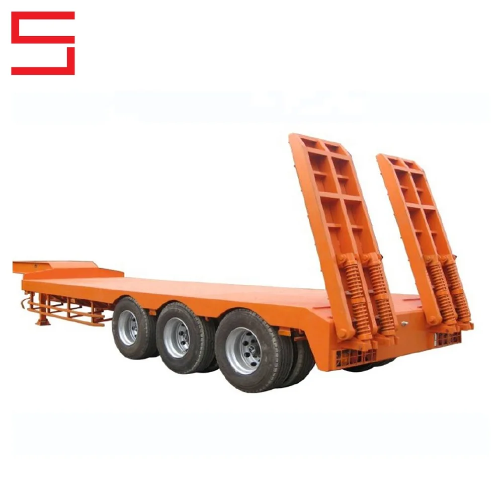 SINO AUTO 60 Tons Lowboy Trailer 40ft Flatbed Trailer 40t Low Bed Trailer