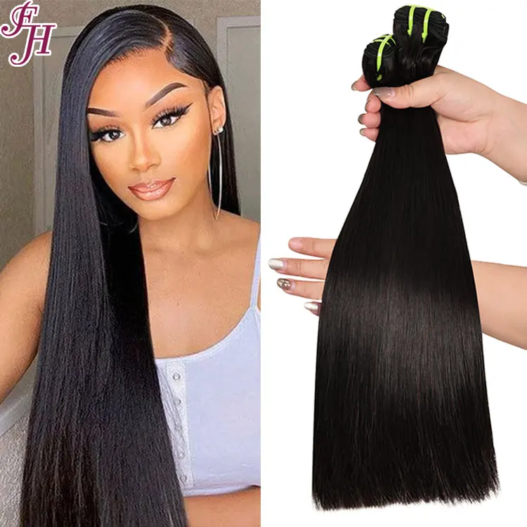 FH High Quality 12A Indian Hair Double Drawn Straight Hair Bundle with Curly Bundles Body Weaves-Peruvian Brazilian Human Hair