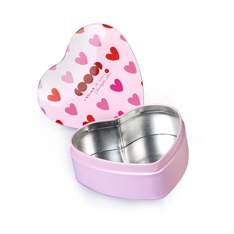 Guangzhou Factory Custom Heart Tin Food Grade Valentine Day Wedding Sweets Chocolate Tin Box Empty Heart Shaped Tin Gift Box