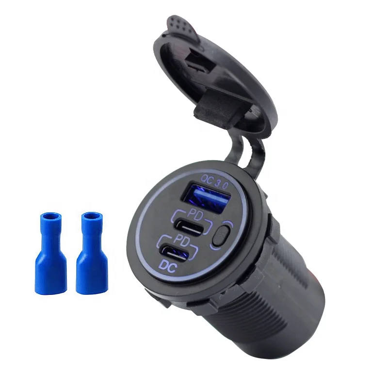 Fast charging DC 12V 24V car bus marine Dual USB Socket QC3.0 Type C usb charger