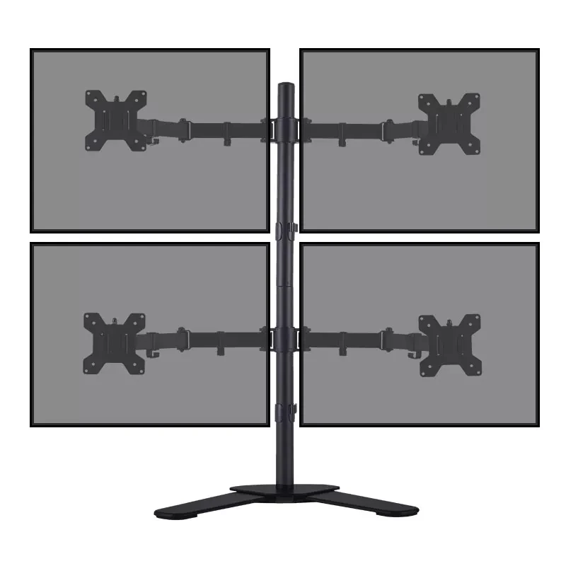 Height Adjustable Free Standing Quad Monitor Stand 4 Screen Mount Multiple Monitor stand | Fits Monitors up to 32 Inches