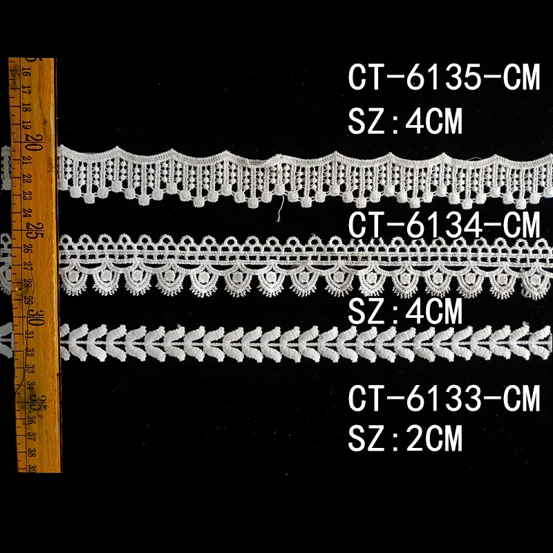 Красивая вышивка лента хлопковая тесьма Водорастворимая французская граница гипюр кружевная отделка белый цвет для