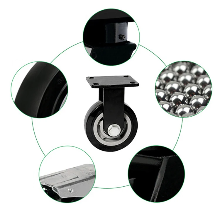 4 / 5 / 6 / 8-inch ultra heavy polyurethane castor Pu fixed wheel bearing 1 ton 153204