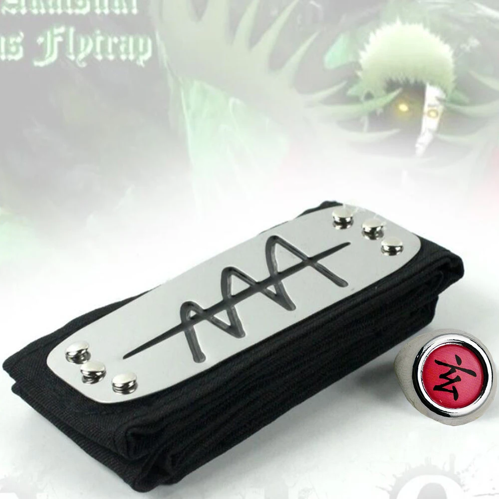 Hot 2pcs Anime Kakashi Headband Ring Ltachi Akatsuki Headband Ring Props Cosplay Ninja dress up Costumes Accessories