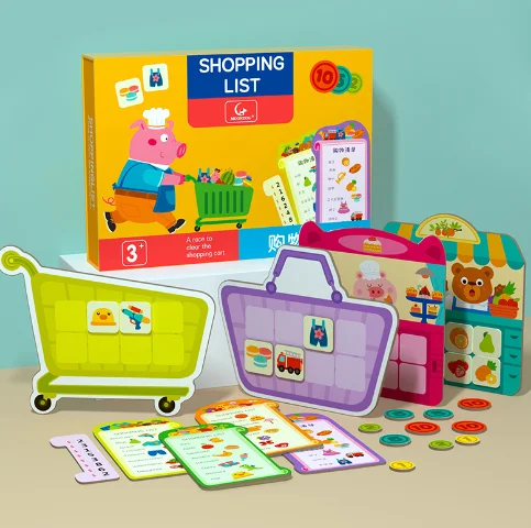Creative Matching Cards Math Toys Boards Food Clothes Shopping Jigsaw Game Early Education Learning Toys Logic Thinking Training