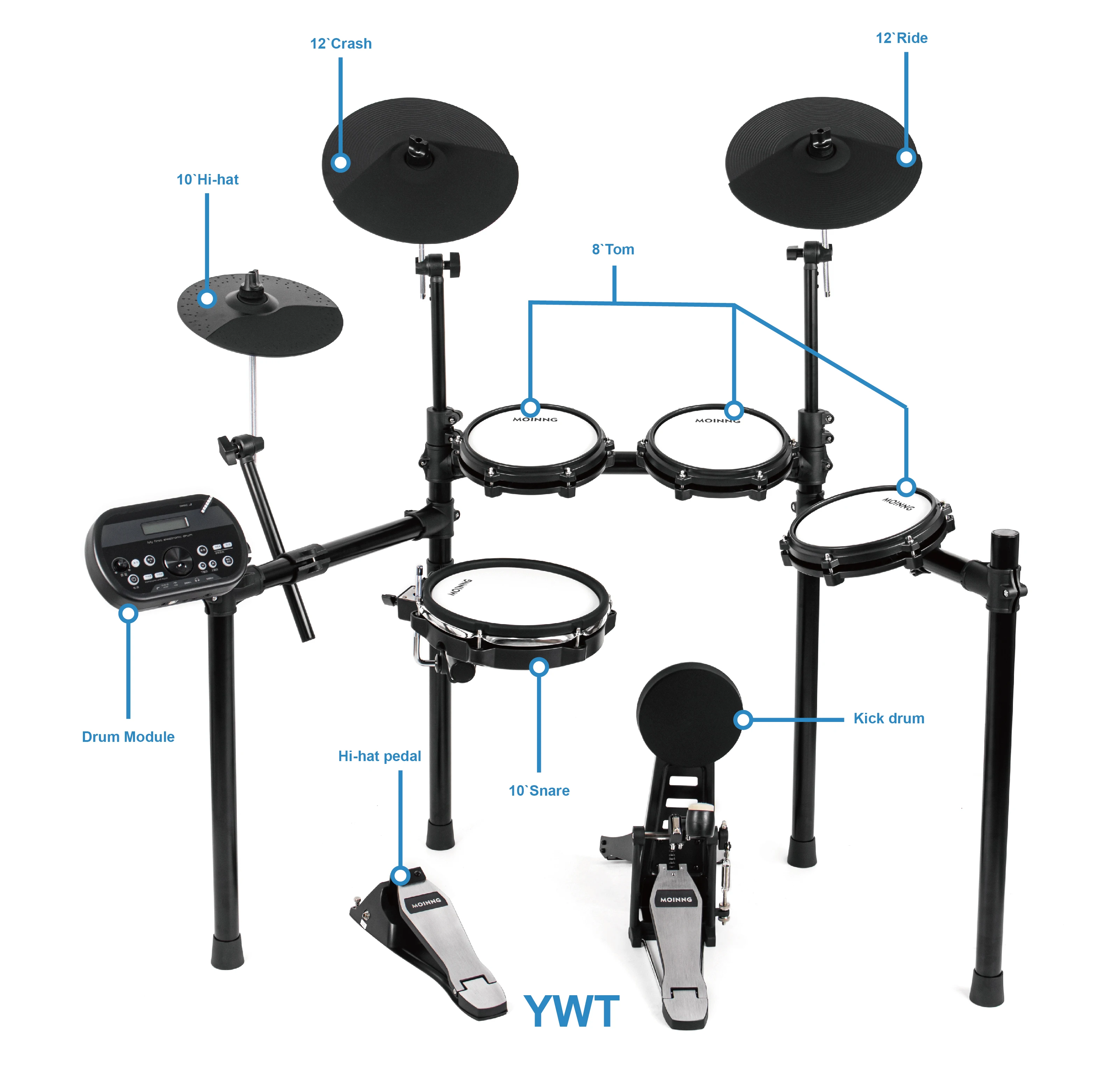 MOINNG portable Adult Children First Learn Electric Drums Professional Electric Drum Set