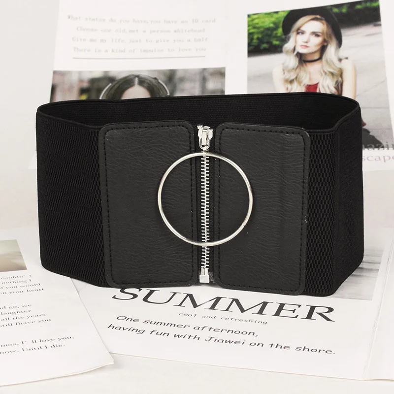 fashion custom   Negro elastic waist band  with big circle wide women belt