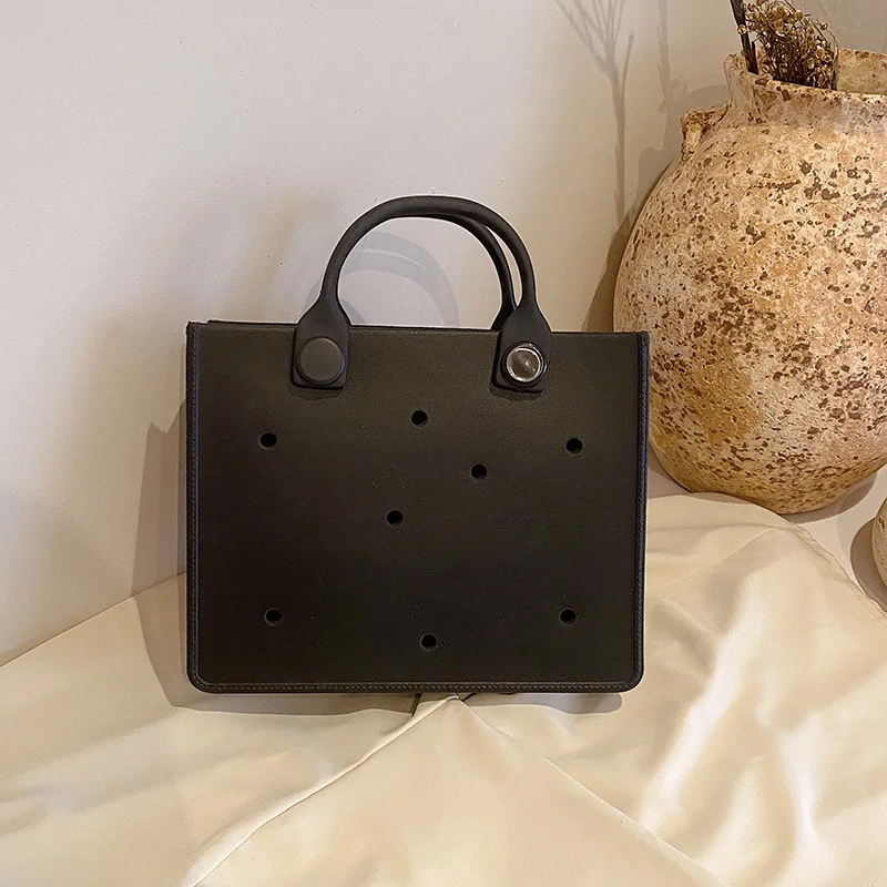 2024 Spring Summer New Arrival Niche Style Design Pure Color EVA Office Storage Briefcase with Hole Bag Satchel Classy Fashion