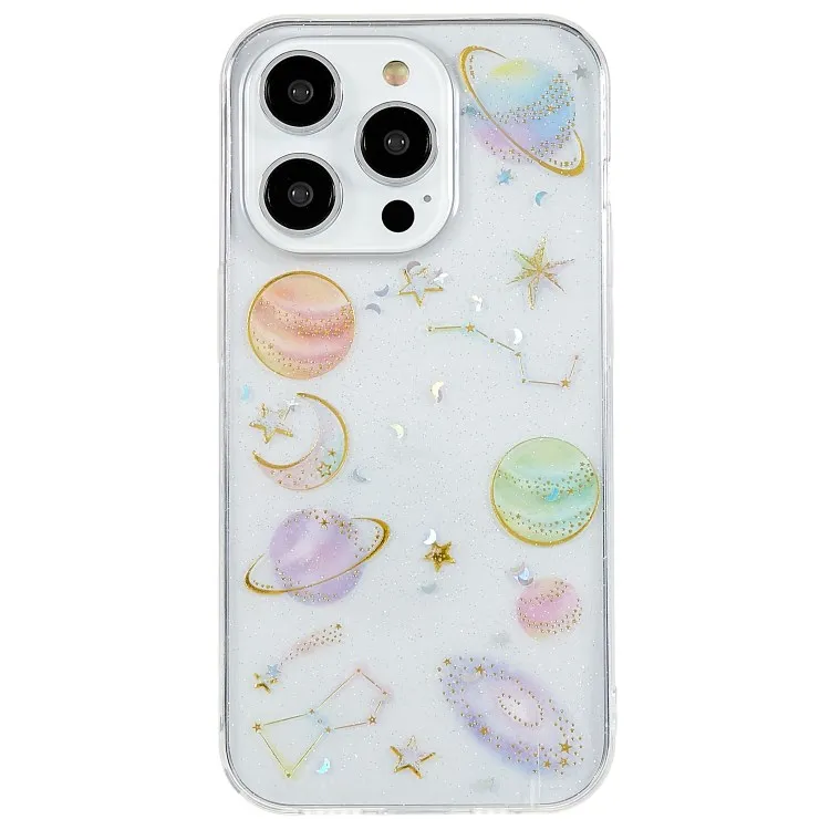 Epoxy Star Planet Universe Pattern Soft TPU Mobile Back Cover For iPhone 12 13 14 Pro 12 13 14 Pro Max Designer Phone Case Dropshipping