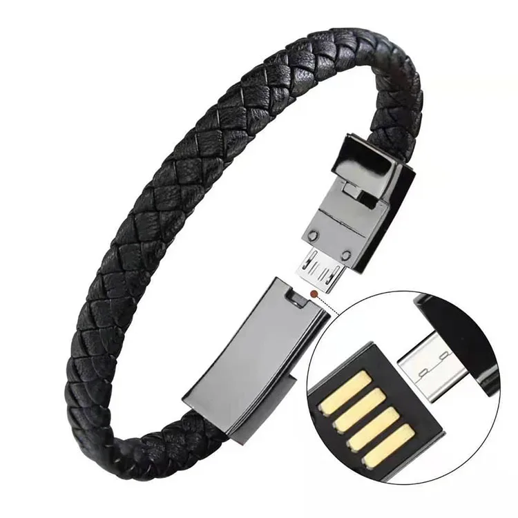 Hot Selling Wrist Ornament 8 Pin Micro Usb Cord Type-c Charging Cable Bracelet Charger Cable Usb