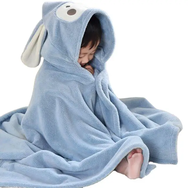 70*140cm coral fleece GSM280  85%polyester 15%polyamide baby poncho baby bathrobe
