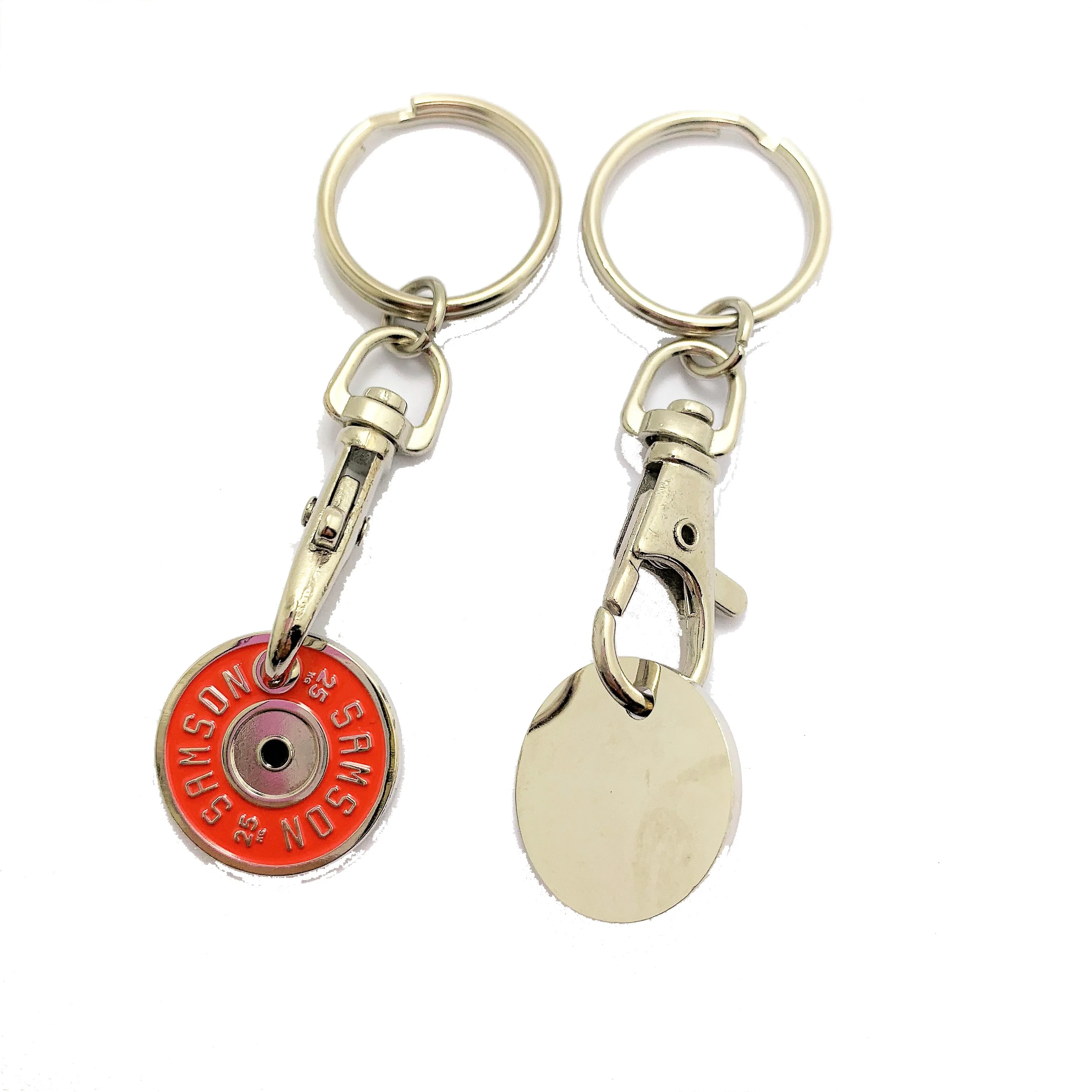 Shopping trolley chips compatible with Europe German shopping trolleys remover keychain custom double sides logo