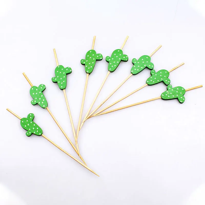 Wholesale Custom Disposable Fruit Sticks Colored Bamboo Knotted Skewers