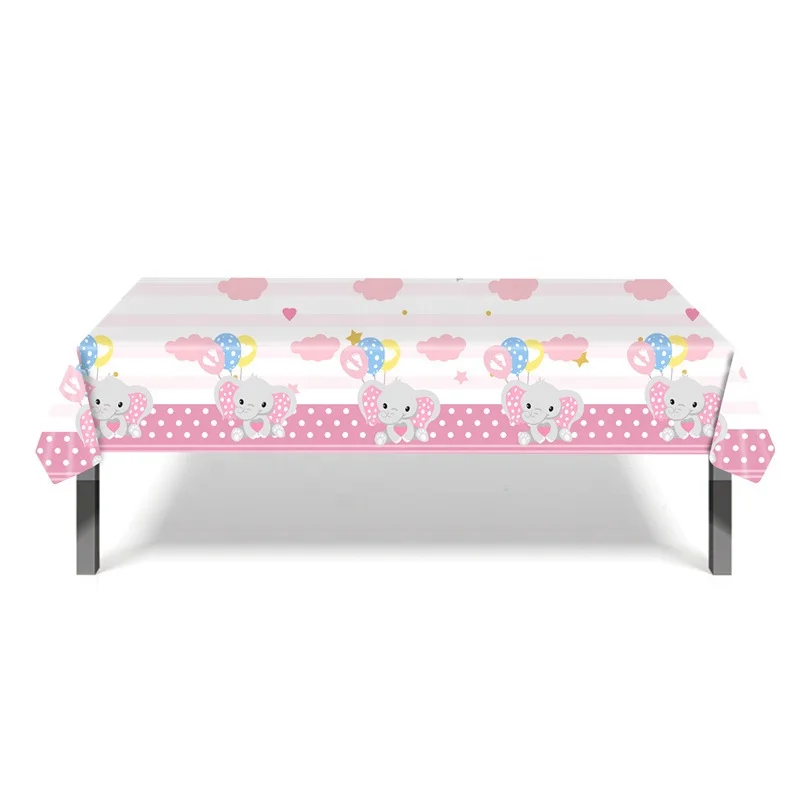 Baby Shower Tableware Pink Set for Baby Girl Birthday Party Set Baby Shower Elephant Party Supply