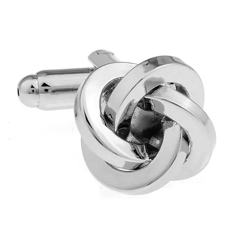 Wholesale Silvery Love Knot Elegant Cufflinks for Men Custom Suit Shirt Accessory for Wedding Tuxedo Trendy Jewelry for Men