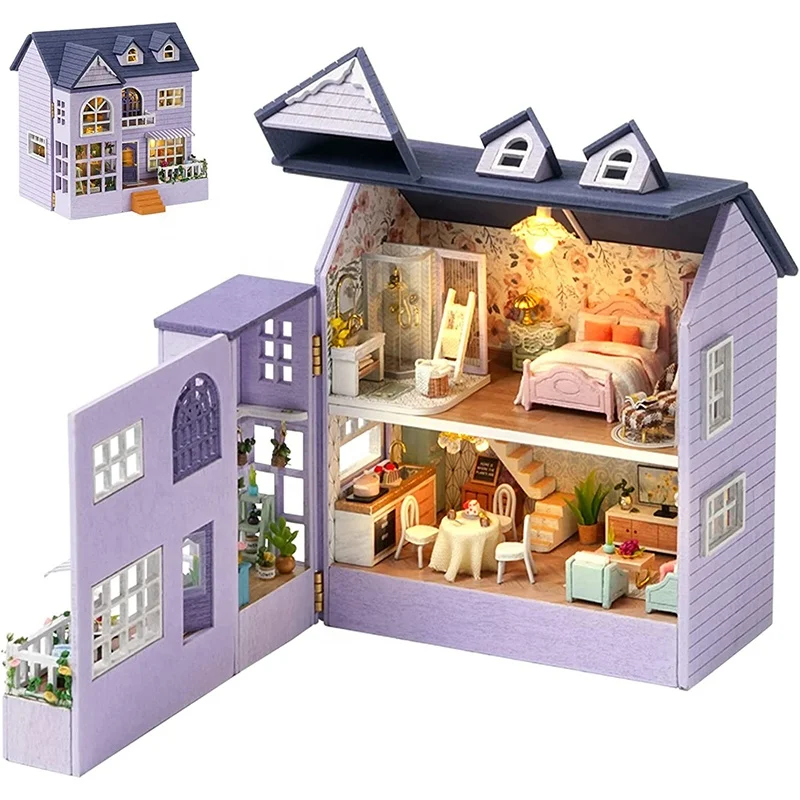 Creative Room Idea Furniture Mini 3D Wooden Doll House Craft Model Toys Diy Miniature Dollhouse Kit