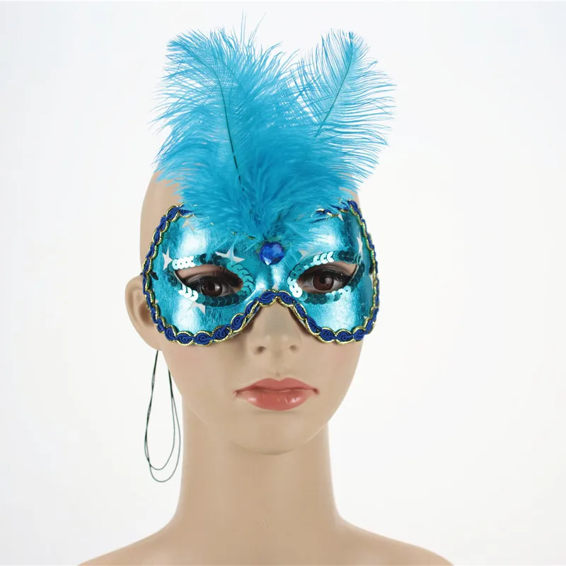 2020 New design Multicolor feather water drill mask Venice masquerade party factory supply