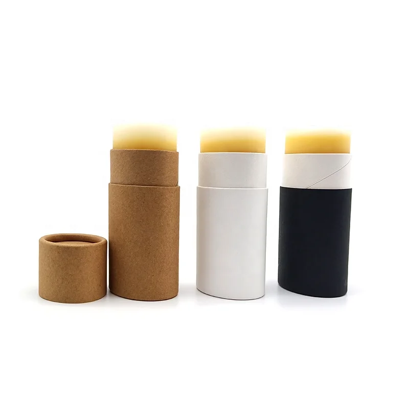 
2 oz Biodegradable Kraft Cardboard Container Oval Shape Push Up Paper Tube For Deodorant Stick Packaging 