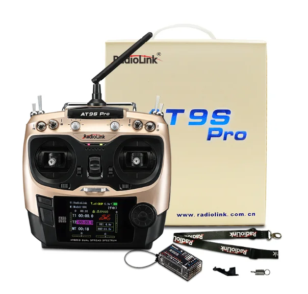 RadioLink Manufacturer AT9S Pro 10C/12 Channels 2.4GHz Transmitter For Aircraft DSSS&FHSS/CRSF Controller and Receiver R9DS