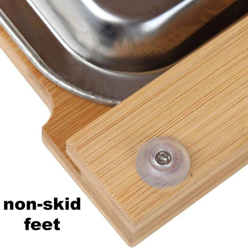 Eco Friendly Bamboo cutting board Top Seller stainless steel Chopping Board with drawers drip tray