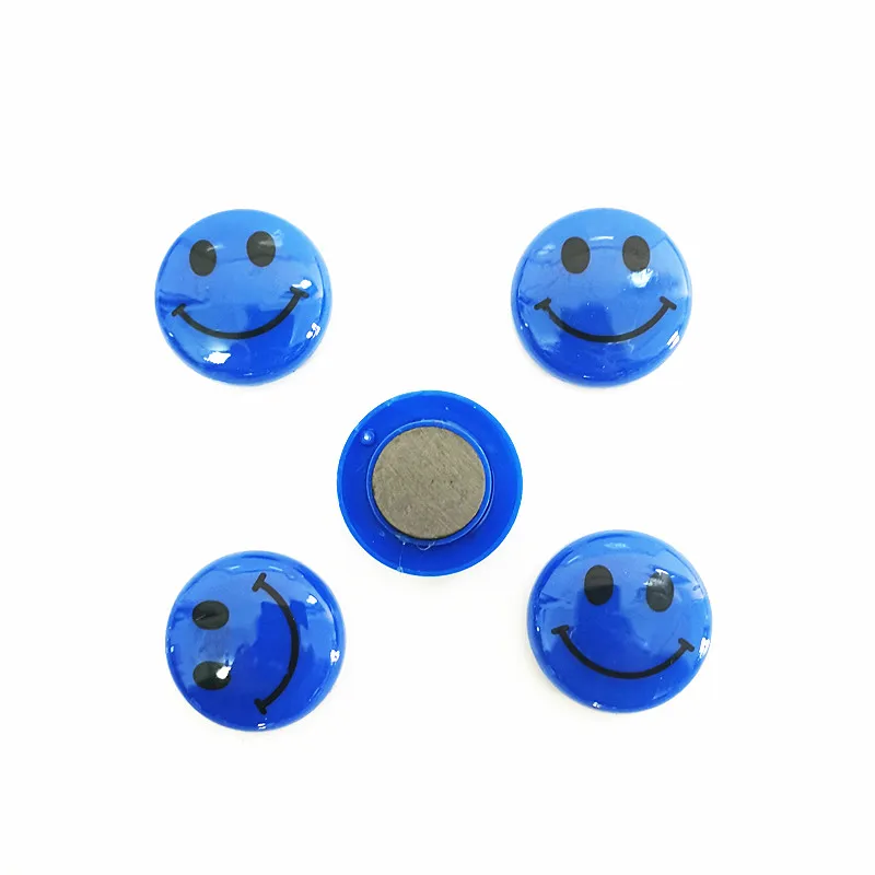 5 pieces of magnet plastic coated disc colored magnet smiling logo magnet for office and school
