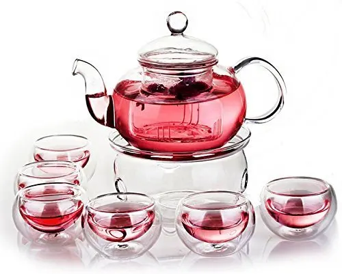 Handmade 600ml Borosilicate Glass Tea Pot Set Modern Design Eco-Friendly Drinkware Borosilicate Tea Kettle