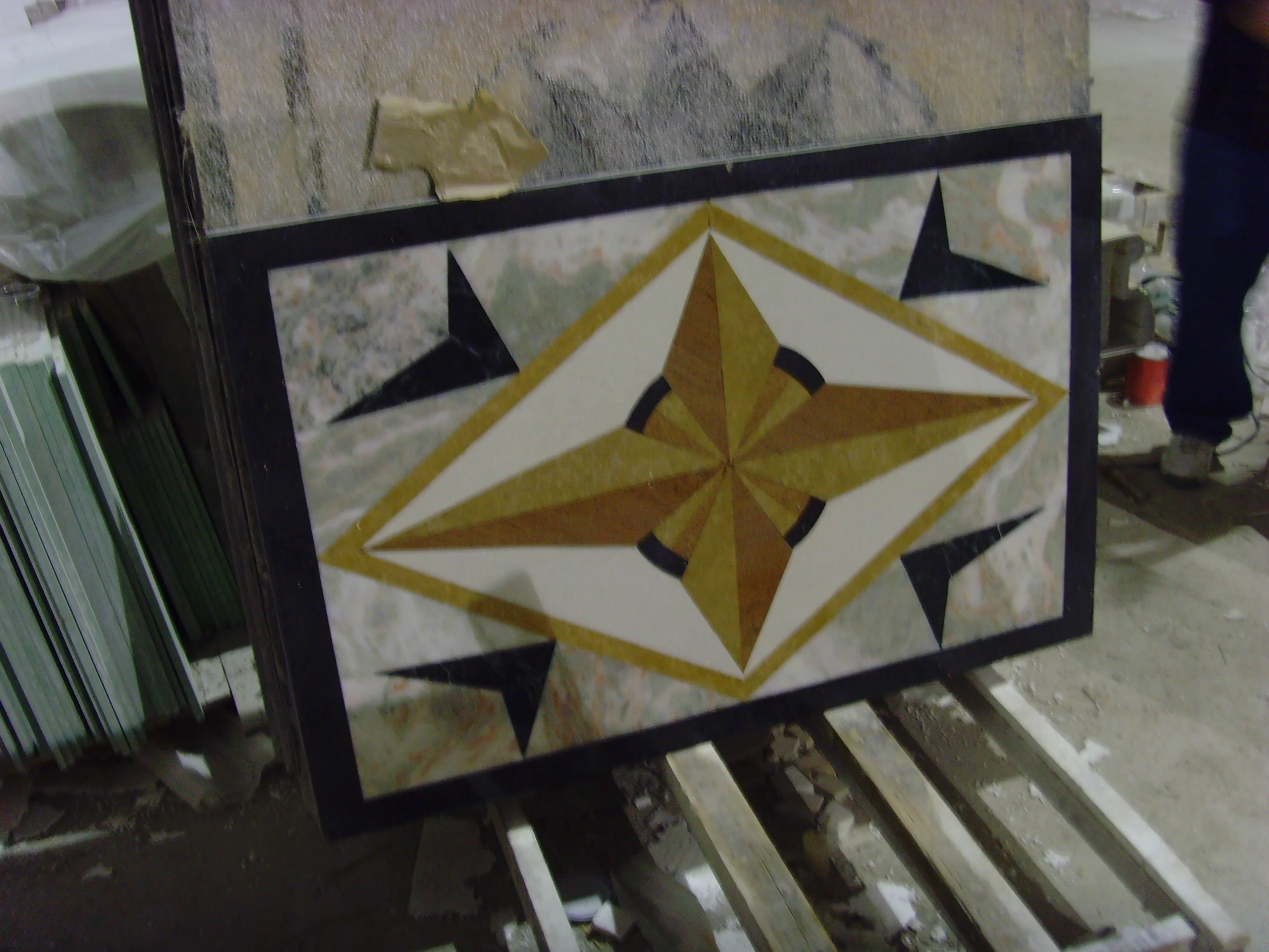 Modern Flower Pattern Mosaic Tile Multi Color Natural Stone Medallions Hotel Lobby