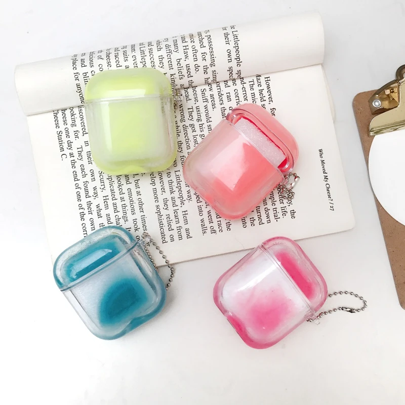 For Air pod Case Glow in the Dark Luminous Quicksand Light Clear Hard Cover for Apple for Air pod Case