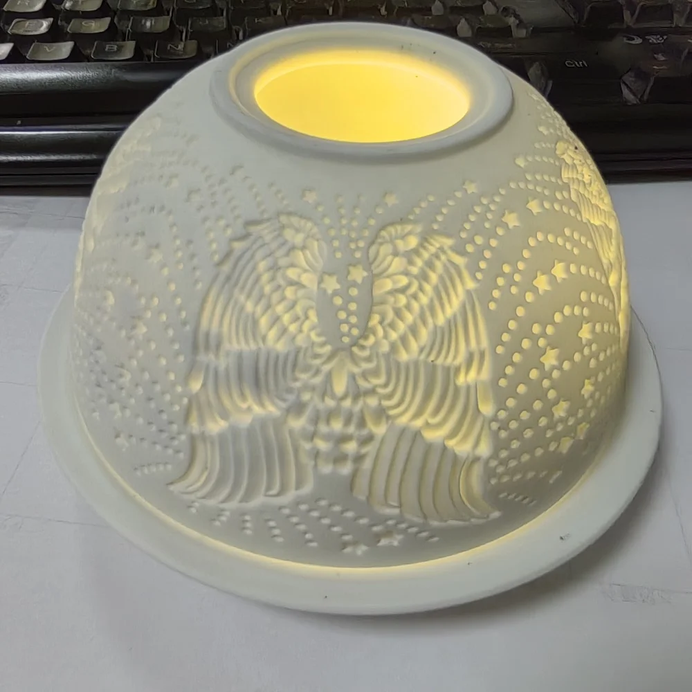 Eco-friendly Ceramic Dome Shape Tea Light Holder Night Lamp Bowl Porcelain Tea Light Holder Creative Dome LED Candle Holder