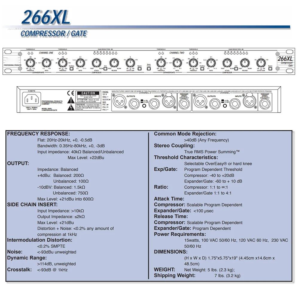 DBX 266XL Dual channel Compressor Gate  feedback canceller electronic professional sample rate dbx for sound graphic equalizer