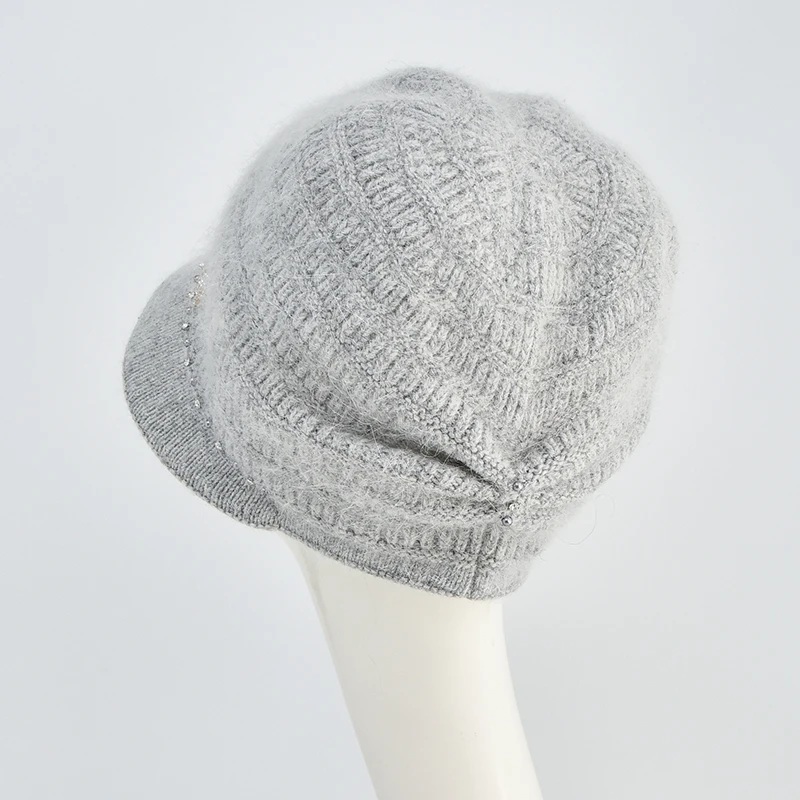 Custom Winter Knit Beret Hat Peaked Caps Angora Wool British Beret Hats Baker Boy Newsboy Flat Cap