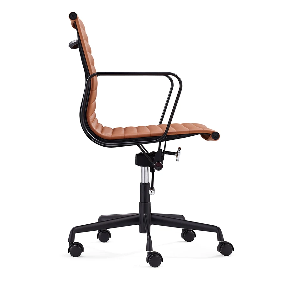 
High Quality factory Black Matted Aluminum Back leather executive task Office Chair 