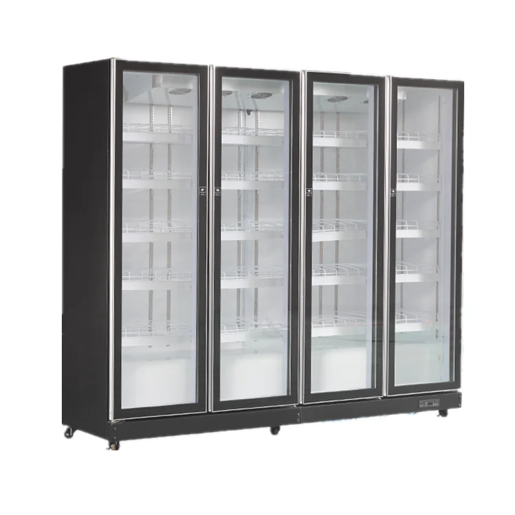 Commercial Triple Glass Door Beverage Showcase Cooler Upright Display Freezer