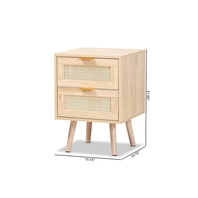 Производитель современной 2 ящиками тумбочке MDF деревянная спальная мебель из ротанга прикроватный столик