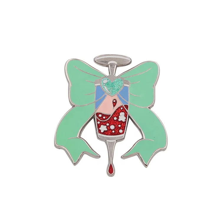 Enamel heart pin with glitter Custom your own fashionable design Wholesale hard enamel cute cat pin badges