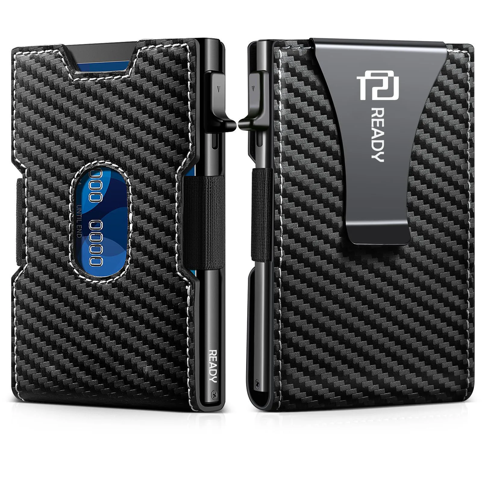 Minimalist Slim Wallet Metal Cardholder RFID Blocking Pop up Card Wallet with Money Clip Smart Wallet for Men